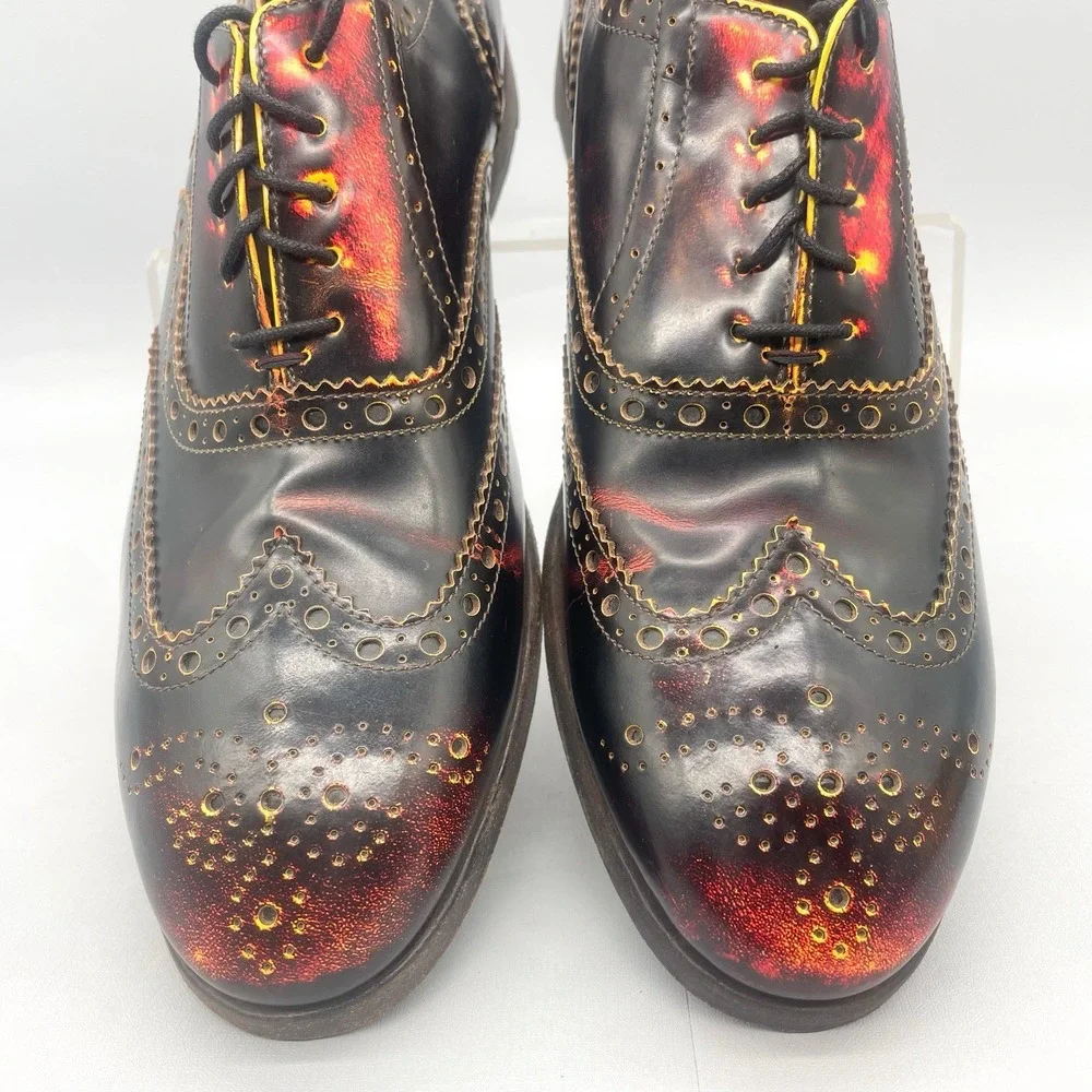 Paul Smith Mens‎ 8.5 Chuck Wingtip Oxford Shoes Burnised Leather Brogue Lace Up